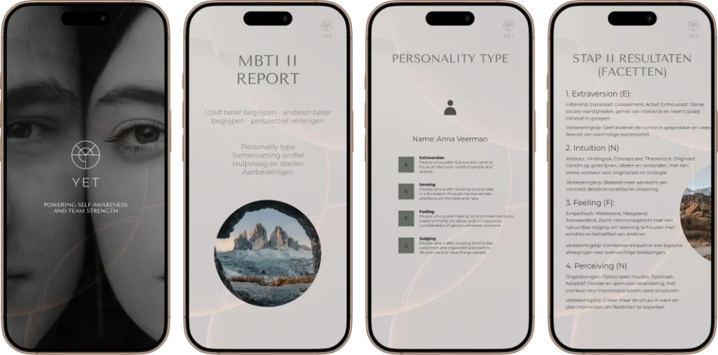 Portfolio work Anna Veerman for YET MBTI