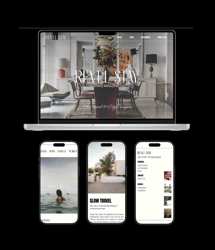 Revel Stay design by Anna Veerman - desktop and mobile view of development