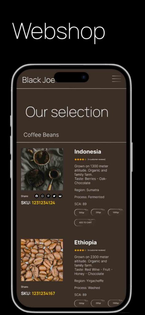 Webshop example designed by Anna Web Design